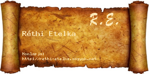 Réthi Etelka névjegykártya